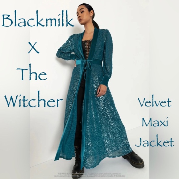 Blackmilk Jackets & Blazers - BLACKMILK THE WITCHER BURNED VELVET TRISS MERIGOLD SILVER MAXI JACKET!